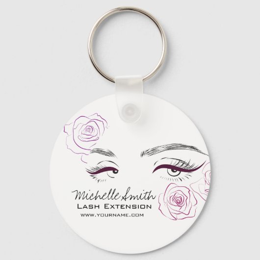 Elegante Rozen Bloemen Waterverf Schoonheidssalon Sleutelhanger (Voorkant)