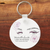 Elegante Rozen Bloemen Waterverf Schoonheidssalon Sleutelhanger (Voorkant)