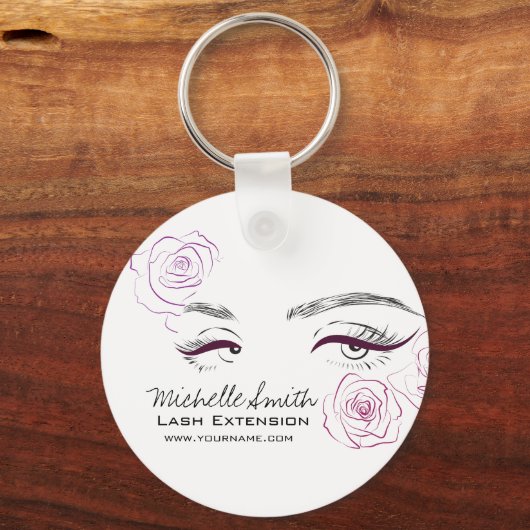 Elegante Rozen Bloemen Waterverf Schoonheidssalon Sleutelhanger (Voorkant)