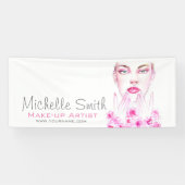 Elegante Rozen Bloemen Waterverf Schoonheidssalon Spandoek (Horizontaal)