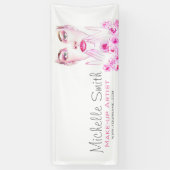 Elegante Rozen Bloemen Waterverf Schoonheidssalon Spandoek (Verticaal)