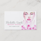 Elegante Rozen Bloemen Waterverf Schoonheidssalon Visitekaartje (Voorkant)