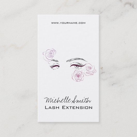 Elegante Rozen Bloemen Waterverf Schoonheidssalon Visitekaartje (Voorkant)