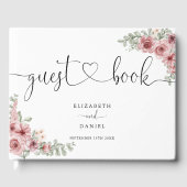 Elegante Rozen Bloemendecoratie Bruiloft Gastenboek (Voorkant)