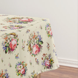 Elegante  Rozen Bloemenpatroon op Beige Tafelkleed