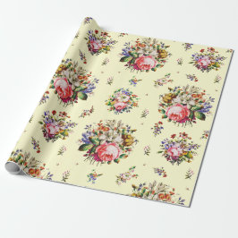 Elegante  Rozen Bloemenpatroon op Crème Cadeaupapier