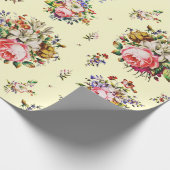 Elegante Rozen Bloemenpatroon op Crème Cadeaupapier (Hoek)