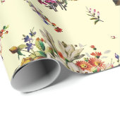 Elegante Rozen Bloemenpatroon op Crème Cadeaupapier (Rol Hoek)