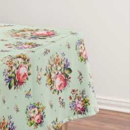 Elegante  Rozen Bloemenpatroon op Sage Tafelkleed