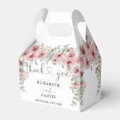 Elegante Rozen Bloemhart Script Bruiloft Bedankdoosjes (Achterkant)