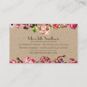 Elegante Rozen Bloemige Professionele Trouwplanner Visitekaartje (Achterkant)