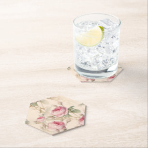 Elegante Rozen Bloemige Vintage Feest Host Decorat Kartonnen Onderzetters