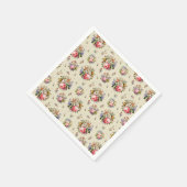 Elegante  Rozen Bloempatroon Beige Servet (Hoek)