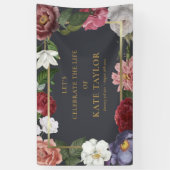 Elegante Rozen Bloemstuk Rou- en Herdenkingsdienst Spandoek (Verticaal)