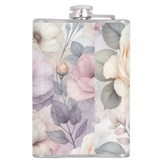 Elegante Rozen bloesems Heupfles (Achterkant)