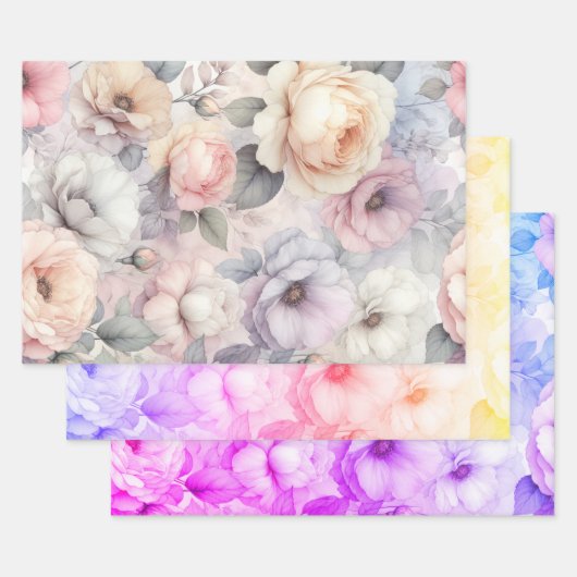 Elegante Rozen bloesems Inpakpapier Vel (Set)