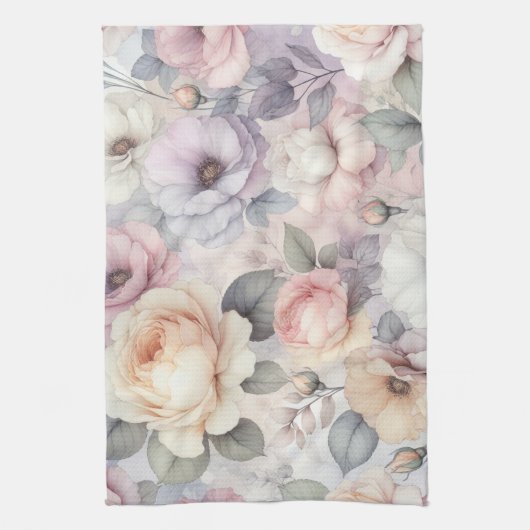 Elegante Rozen bloesems Theedoek (Verticaal)