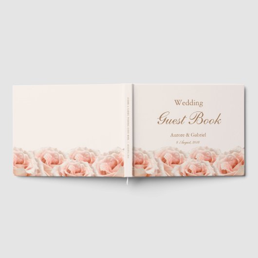 Elegante Rozen Blush Champagne Bruiloft Gastenboek (Volledig)