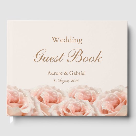 Elegante Rozen Blush Champagne Bruiloft Gastenboek (Voorkant)