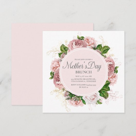 Elegante Rozen Blush Roze Bloem Wit Moederdag Kaart (Voorkant / Achterkant)