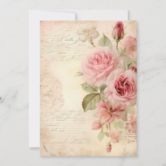 Elegante  Rozen Blush Roze Bruiloft Kaart (Achterkant)