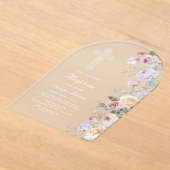 Elegante Rozen Boog Doop Acryl Uitnodigingen (Laagn)