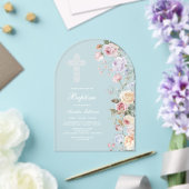 Elegante Rozen Boog Doop Acryl Uitnodigingen (Insitu (Huwelijk))