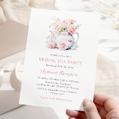 Elegante Rozen Bruids Tea Party Kaart
