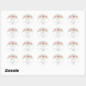 Elegante rozen bruidsdouche ronde sticker (Vel)