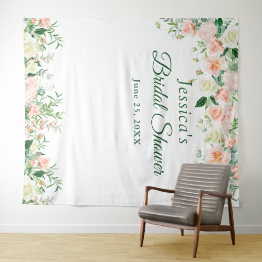 Elegante Rozen Bruidsfeest Fotohokje Achtergrond Wandkleed (In Situ (horizontaal))