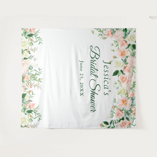 Elegante Rozen Bruidsfeest Fotohokje Achtergrond Wandkleed (Voorkant (horizontaal))