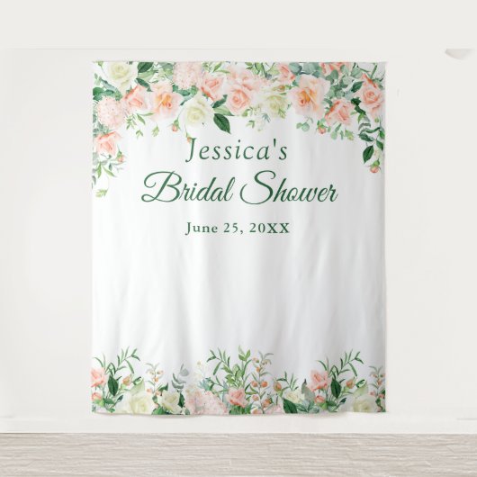 Elegante Rozen Bruidsfeest Fotohokje Achtergrond Wandkleed (Voorkant)