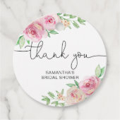 Elegante rozen bruidsshower bedankjes labels (Voorkant)
