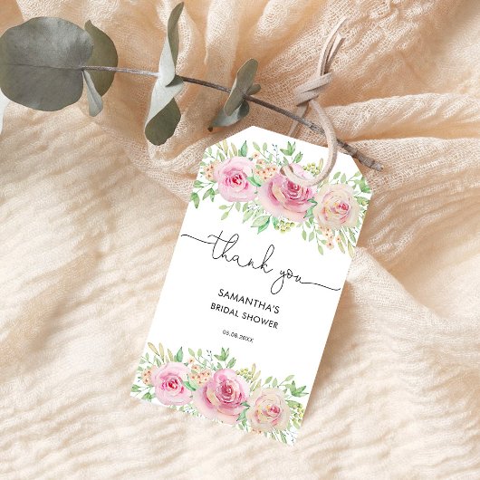 Elegante Rozen Bruiloft Dank Je Cadeaulabel