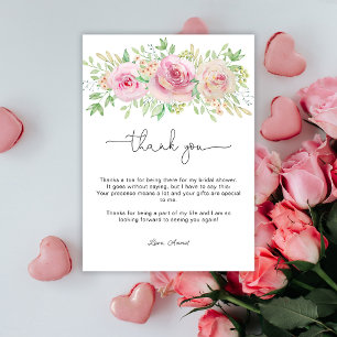 Elegante rozen bruiloft feest bedankkaart