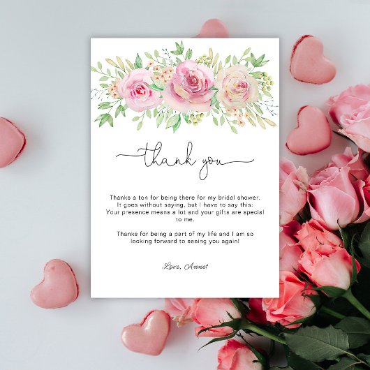 Elegante rozen bruiloft feest bedankkaart
