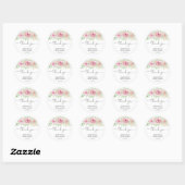 Elegante Rozen Bruiloft Feest Bedankt Ronde Sticker (Vel)