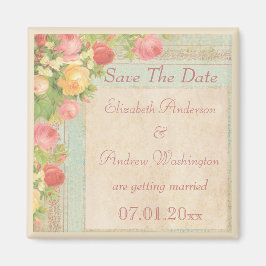 Elegante  Rozen Bruiloft Opslaan De Datum Magneet