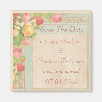 Elegante  Rozen Bruiloft Opslaan De Datum Magneet