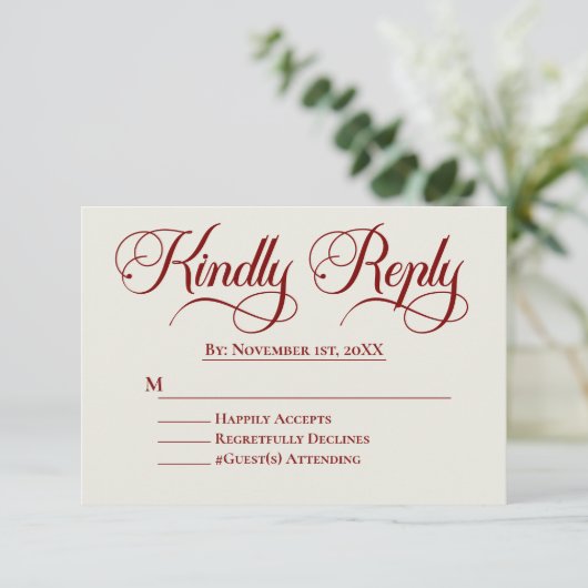 Elegante Rozen bruiloft RSVP (Staand voorkant)