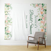 Elegante Rozen Bruiloftsshower Fotohokje Achtergro Wandkleed (In Situ (horizontaal))