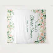 Elegante Rozen Bruiloftsshower Fotohokje Achtergro Wandkleed (Voorkant (horizontaal))