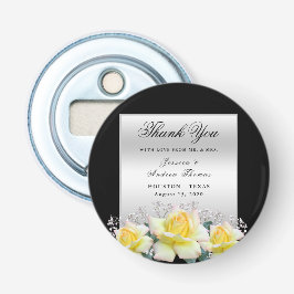 Elegante rozen chic zilveren huwelijksgunst button flesopener