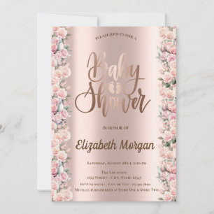 Elegante Rozen Chique Roos Goud Baby shower Kaart