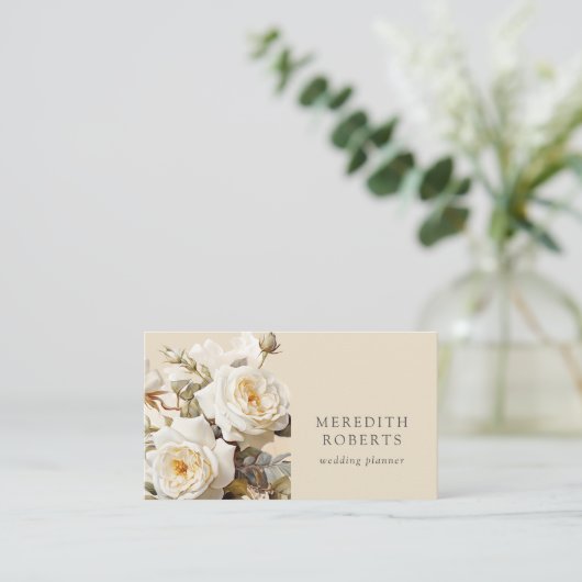 Elegante  Rozen Crème Horizontaal Visitekaartje (Staand voorkant)