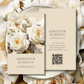 Elegante  Rozen Crème Verticaal Visitekaartje