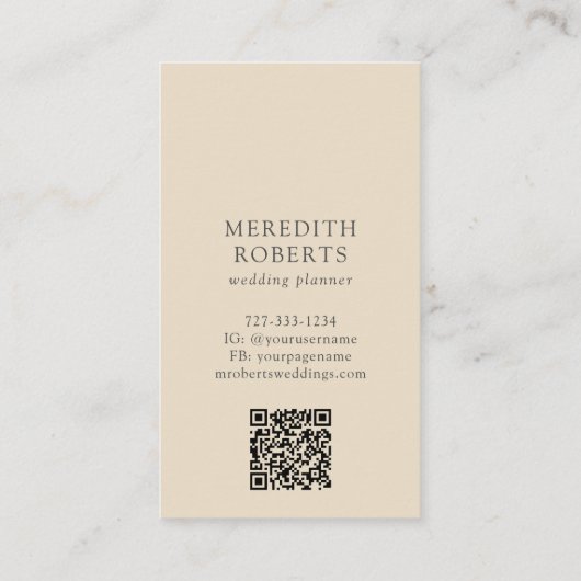 Elegante Rozen Crème Verticaal Visitekaartje (Achterkant)