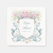 Elegante Rozen Crest w / Bow | Bruiloft Servet (Voorkant)