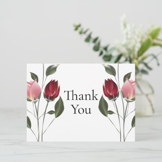 Elegante Rozen Dank U Bedankkaart (Staand voorkant)