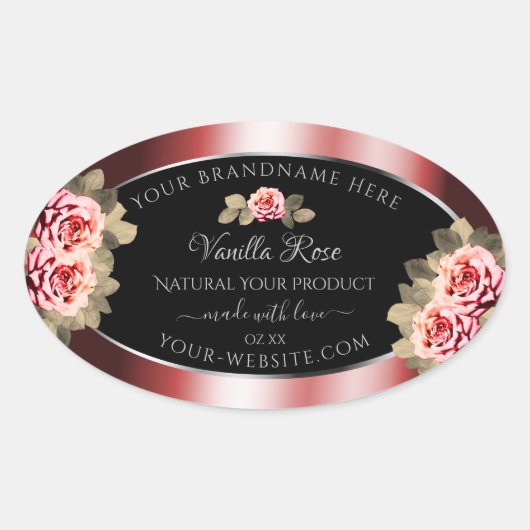 Elegante Rozen die Rode Zwarte Etiketten vormen (Voorkant)